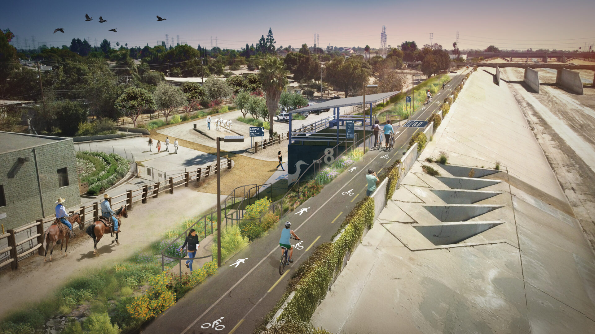 Lower La River aerial view photo