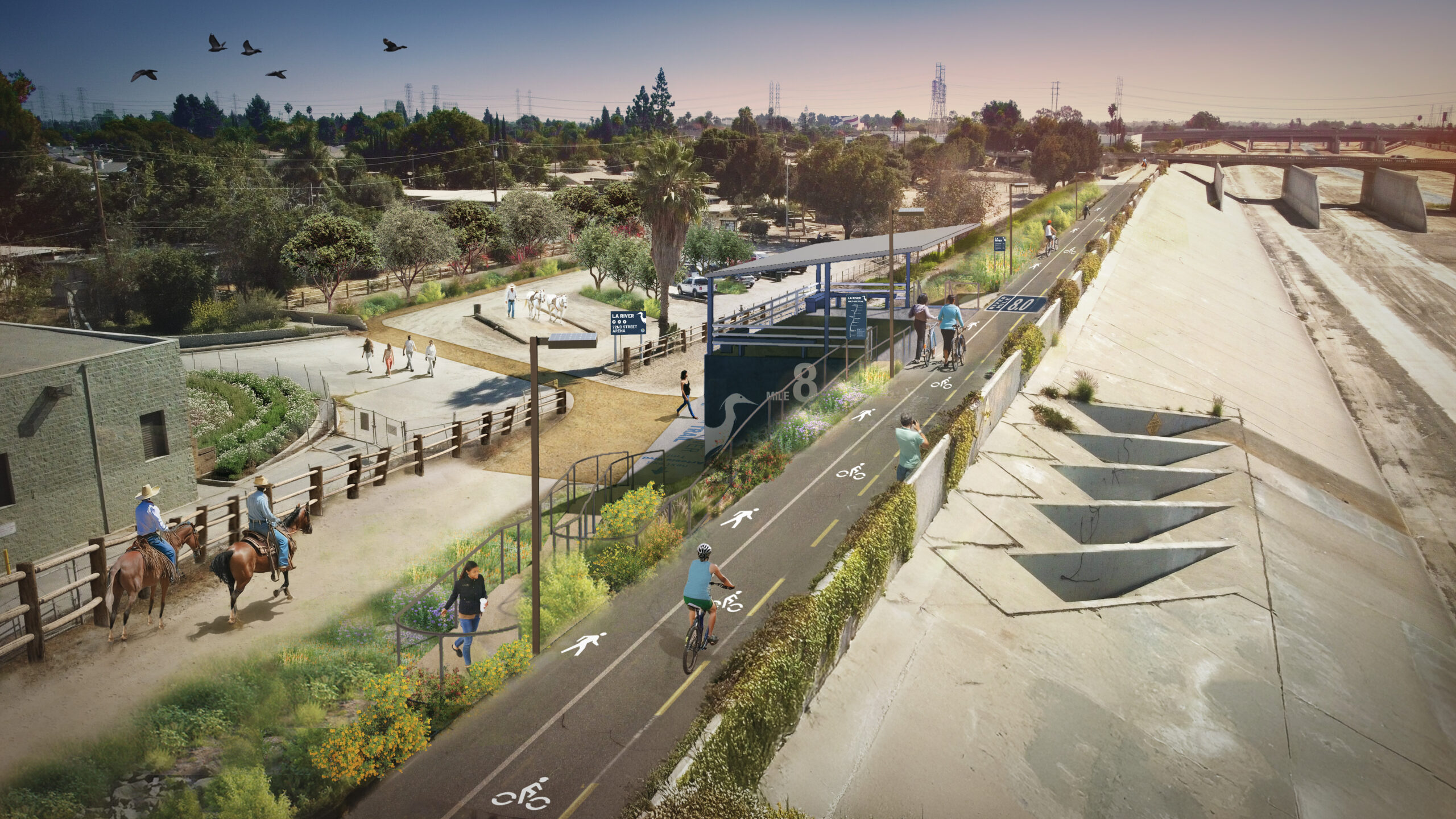 Lower La River aerial view photo